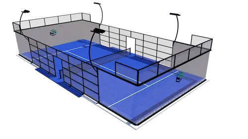 Elite full panoramic competition padel court manufactured by SportBS